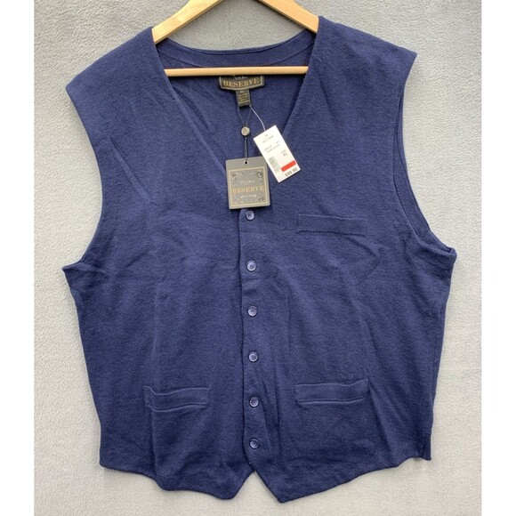 Jos A Bank Reserve Sweater Vest Men's Size XL Navy Blue Cotton Silk Blend New - Picture 1 of 14